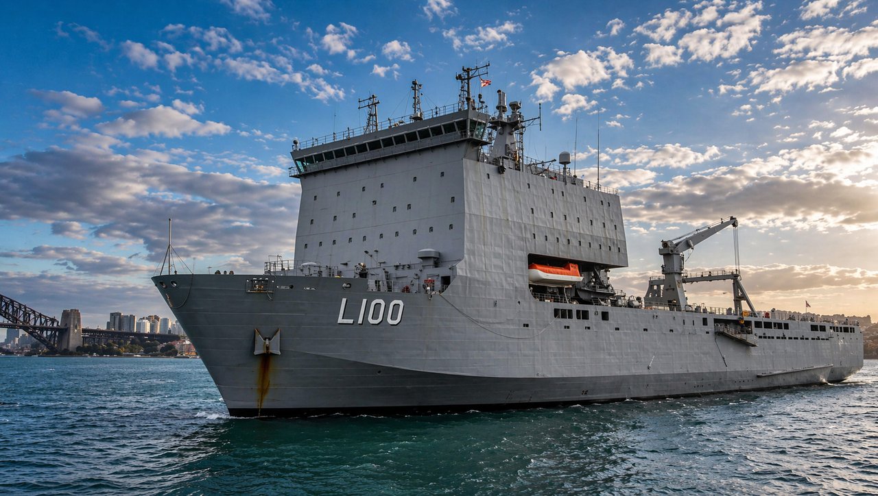 HMAS Choules L100 in Sydney Harbour